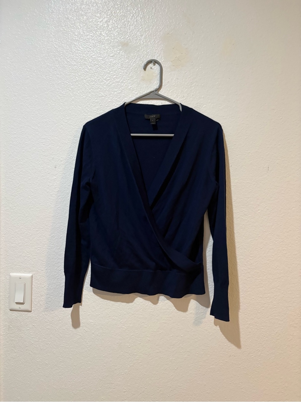 J. Crew Small Merino Wool Navy Wrap V-Neck Sweater